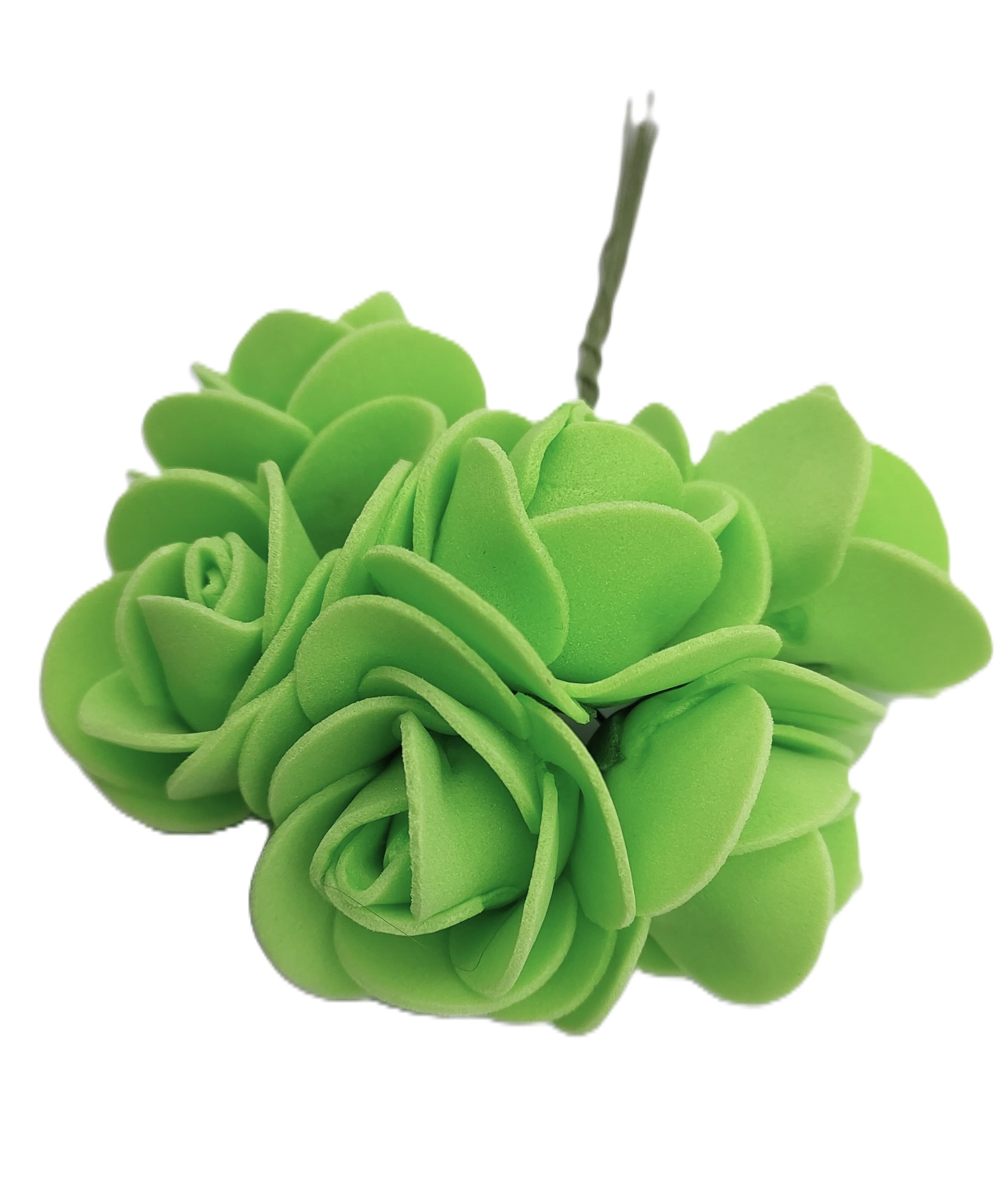 Piankowe kwiaty na drucie śr.3cm/6x6szt seledynowe