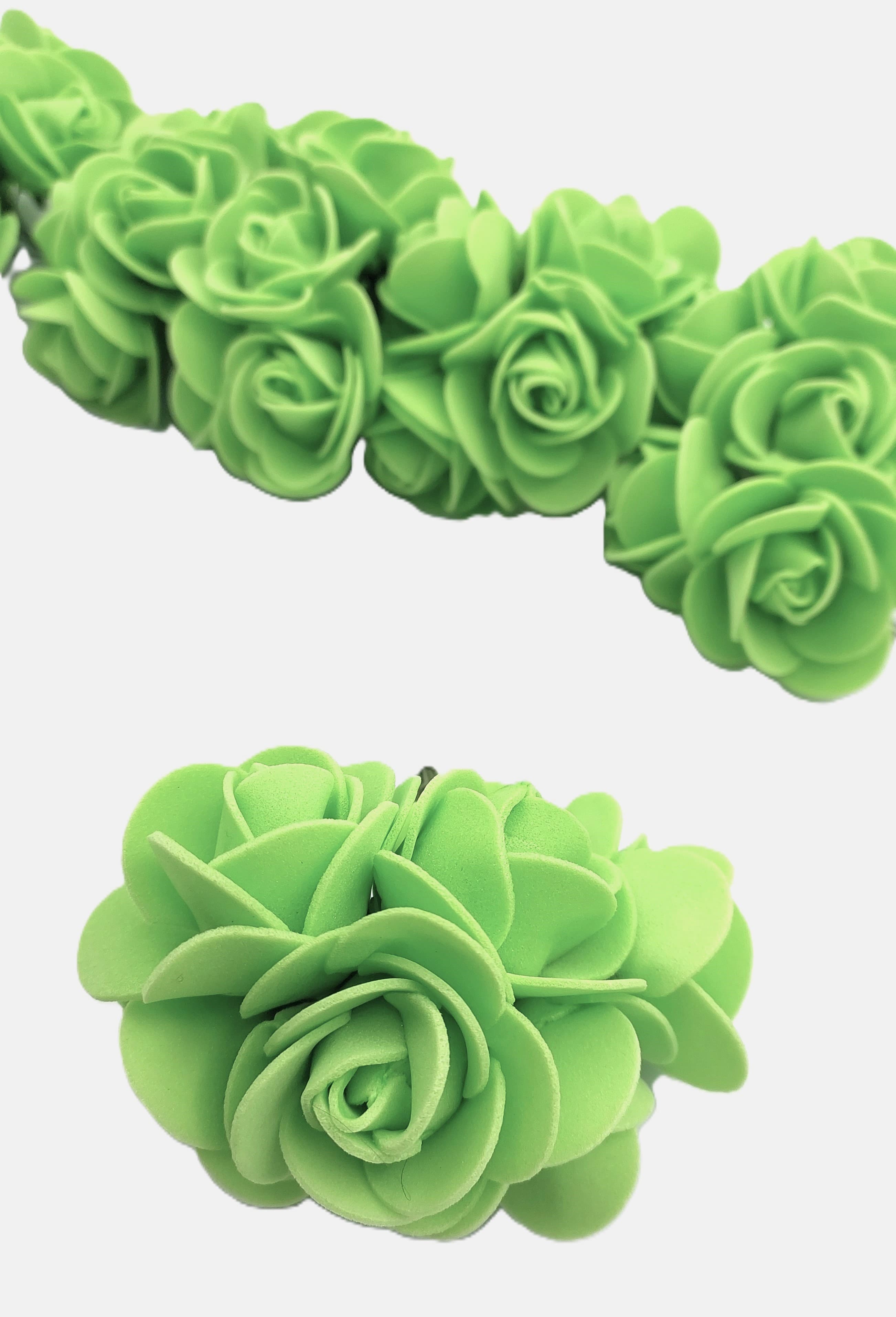 Piankowe kwiaty na drucie śr.3cm/6x6szt seledynowe