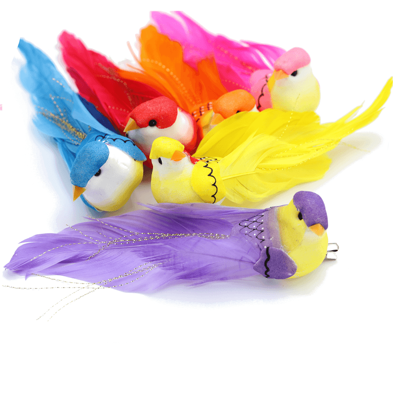 Ptaki kolorowe na metalowym klipsie, 13cm/6szt.