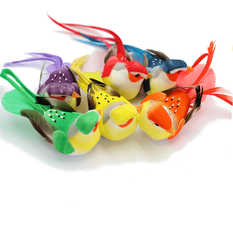 Ptaki kolorowe na metalowym klipsie, 13cm/6szt.