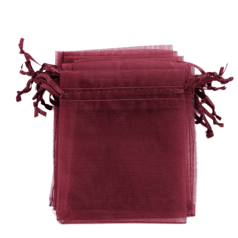 Woreczki z organzy, 10x12cm/12szt, bordowe