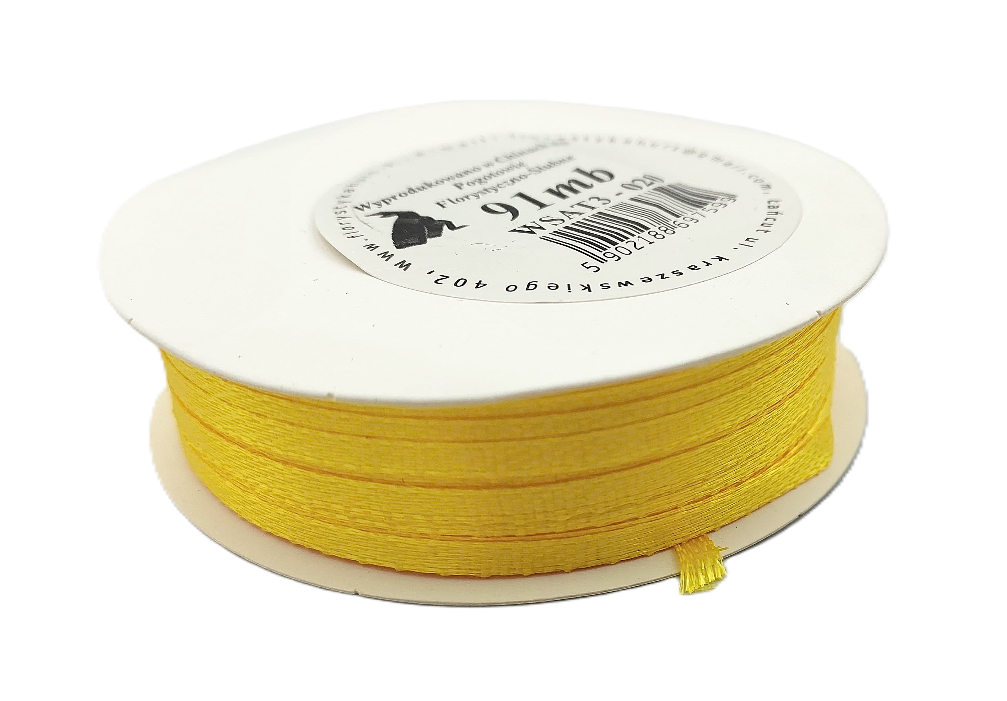 Wstążka satynowa 3mm/91mb, żółta