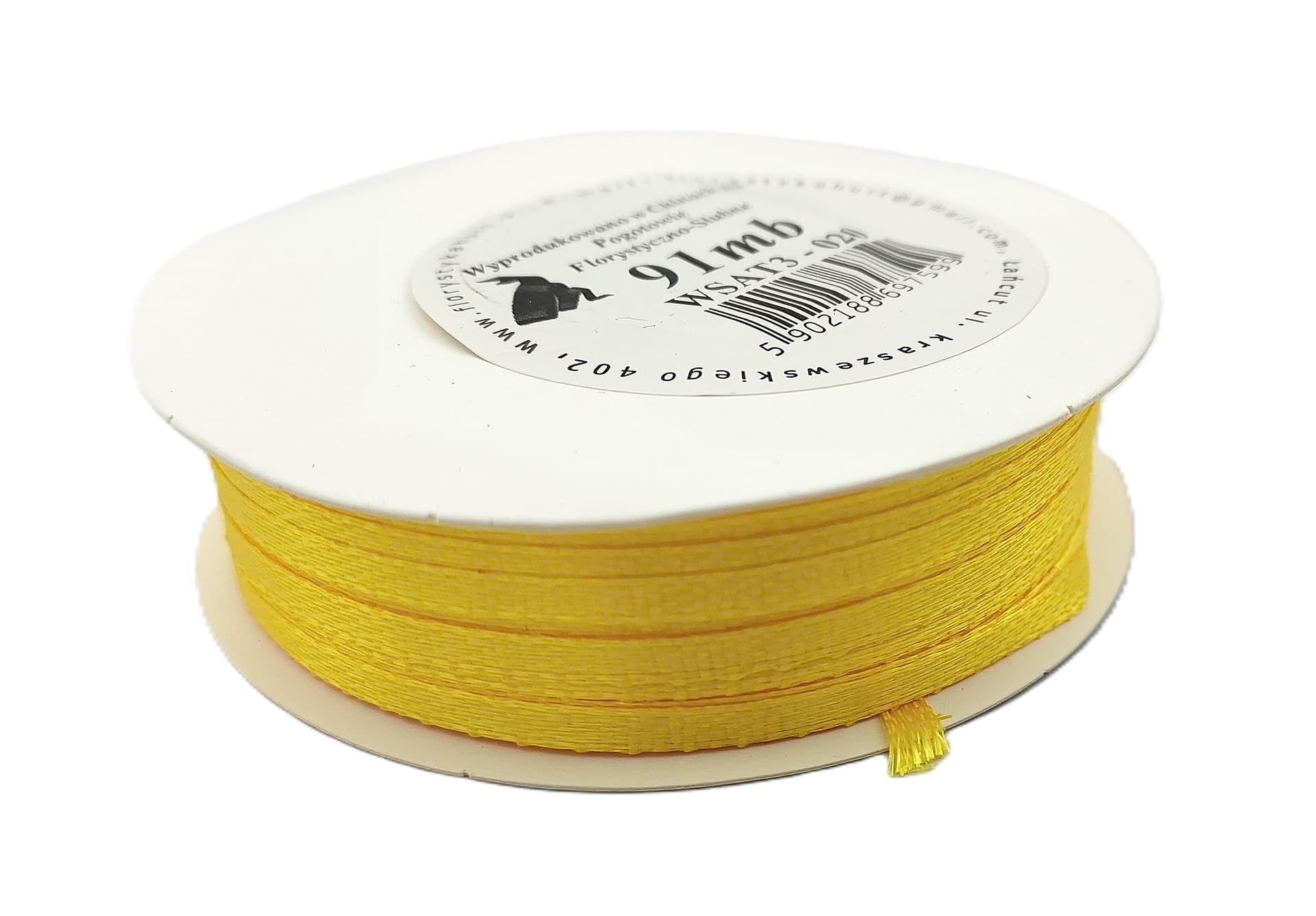 Wstążka satynowa 3mm/91mb, żółta