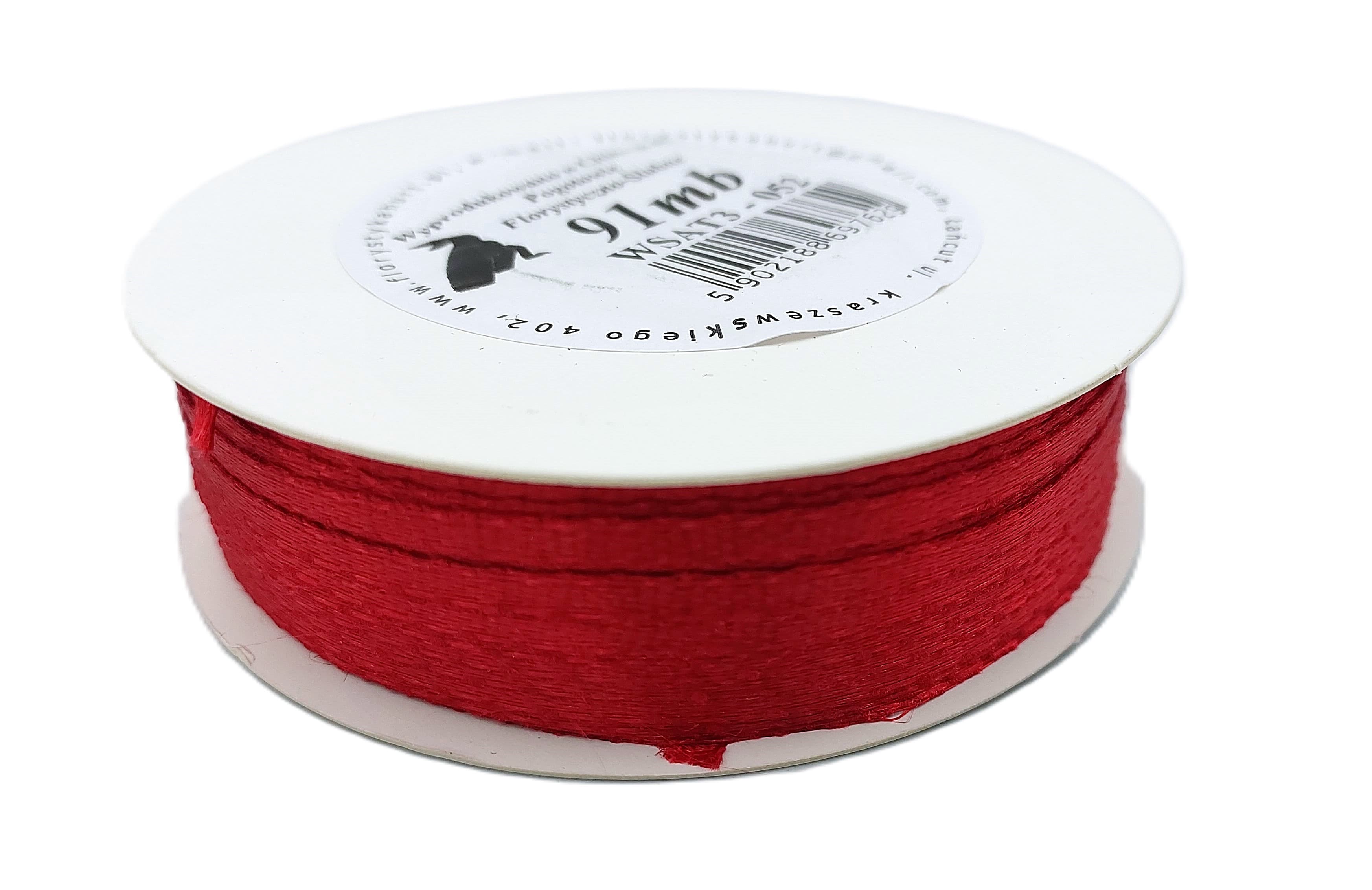 Wstążka satynowa 3mm/91mb, ciemnoczerwona