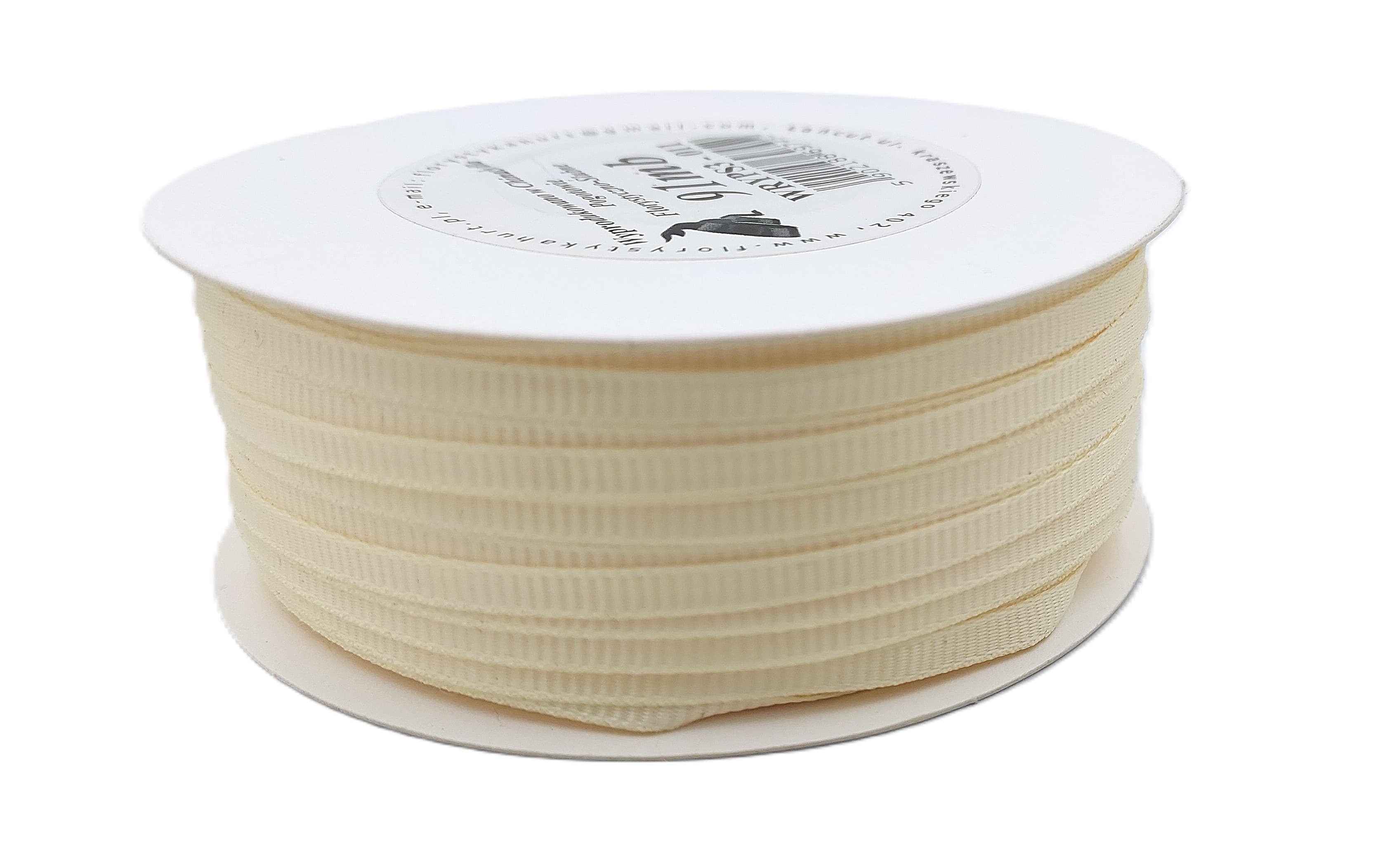 Wstążka rypsowa, 3mm/91mb, jasnokremowa