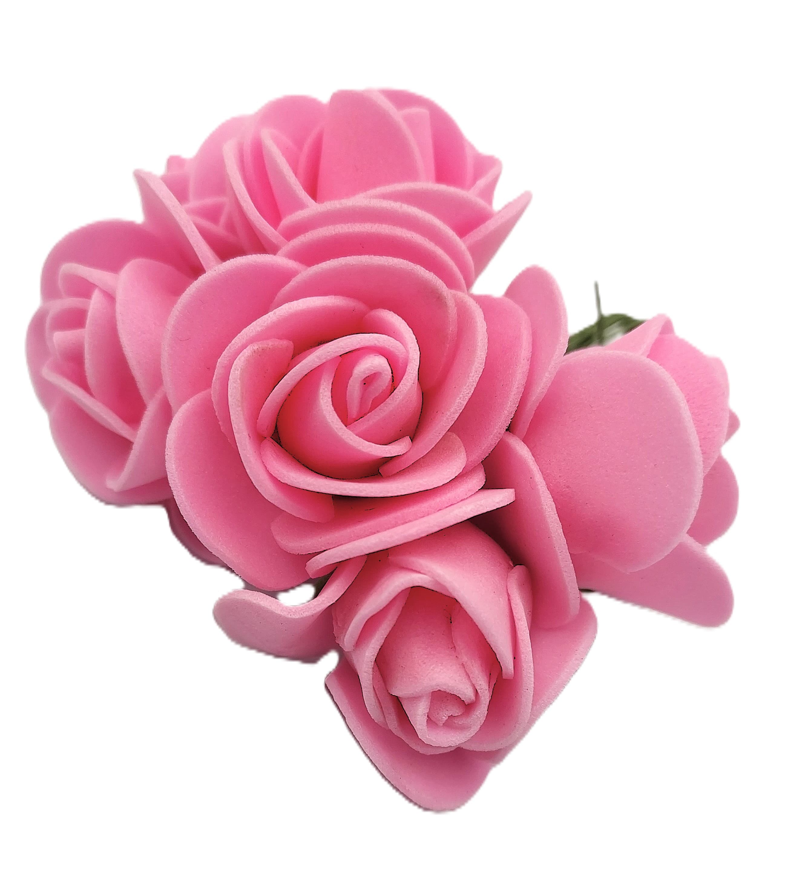 Piankowe kwiaty na drucie, śr.3cm/6szt, różowe