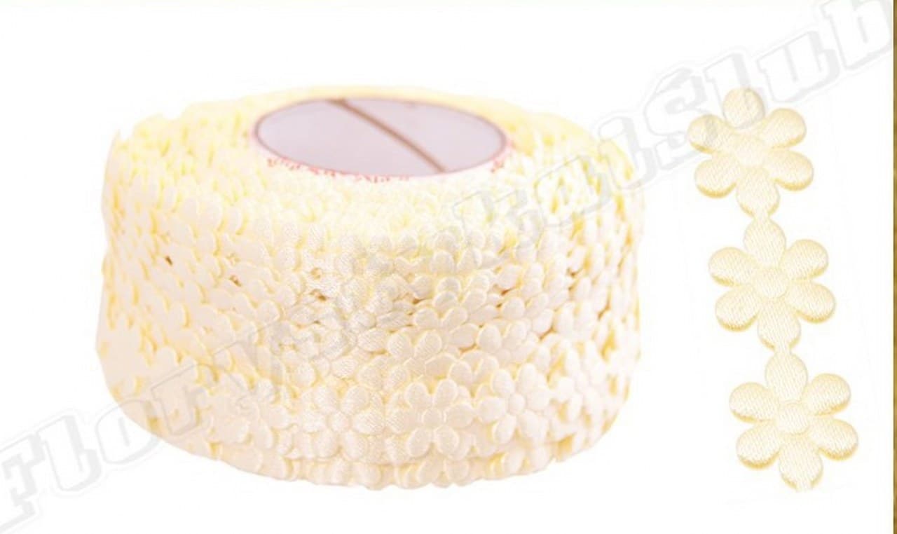 Aplikacje kwiatek pełny mały kremowy 1mb