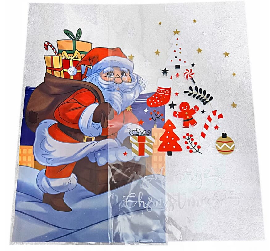 Worek foliowy świąteczny 40x60cm/50szt mix kolorów