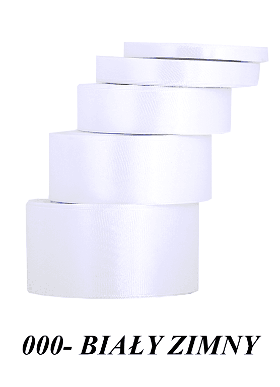 Wstążka satynowa 12mm/32mb, biały zimny