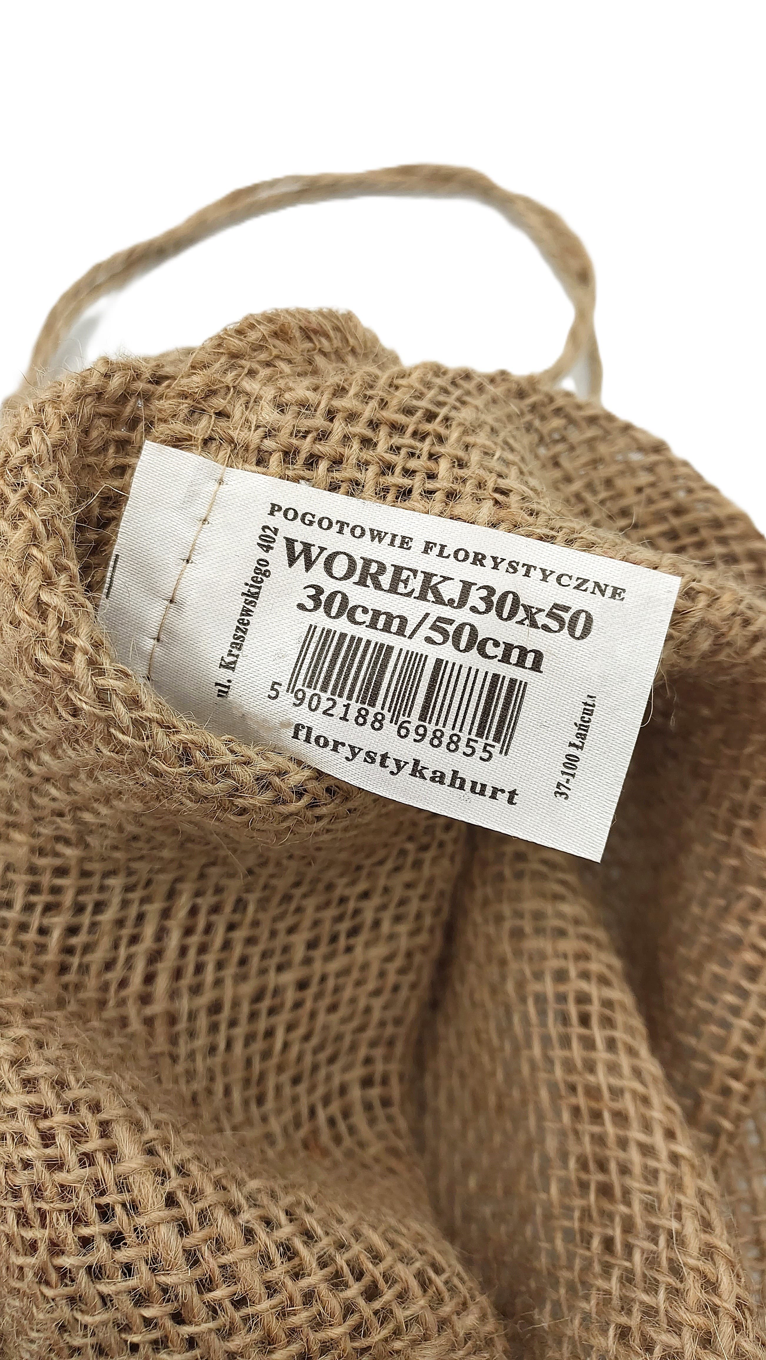 Worek jutowy ze ściągaczem, szer.30cm/wys.50cm