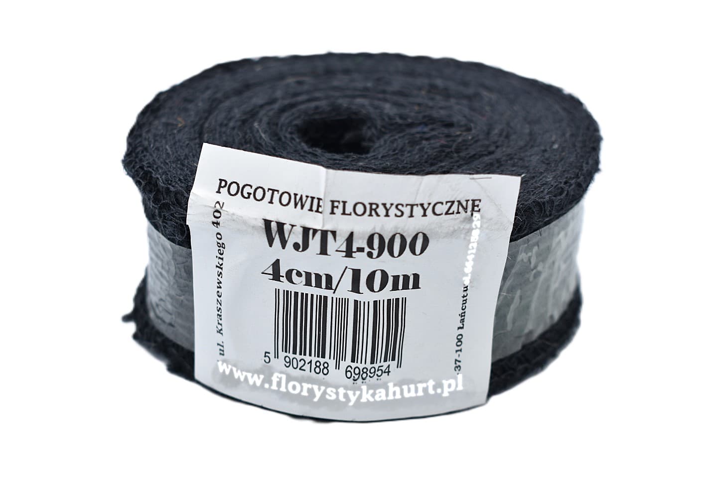Wstążka jutowa, 9x8, 4cm/10mb, 260g/m2, czarna