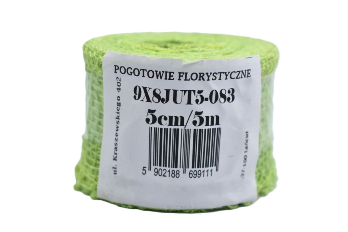 Juta obszywana, 9x8,5cm/5mb, 260g/m2, seledynowa