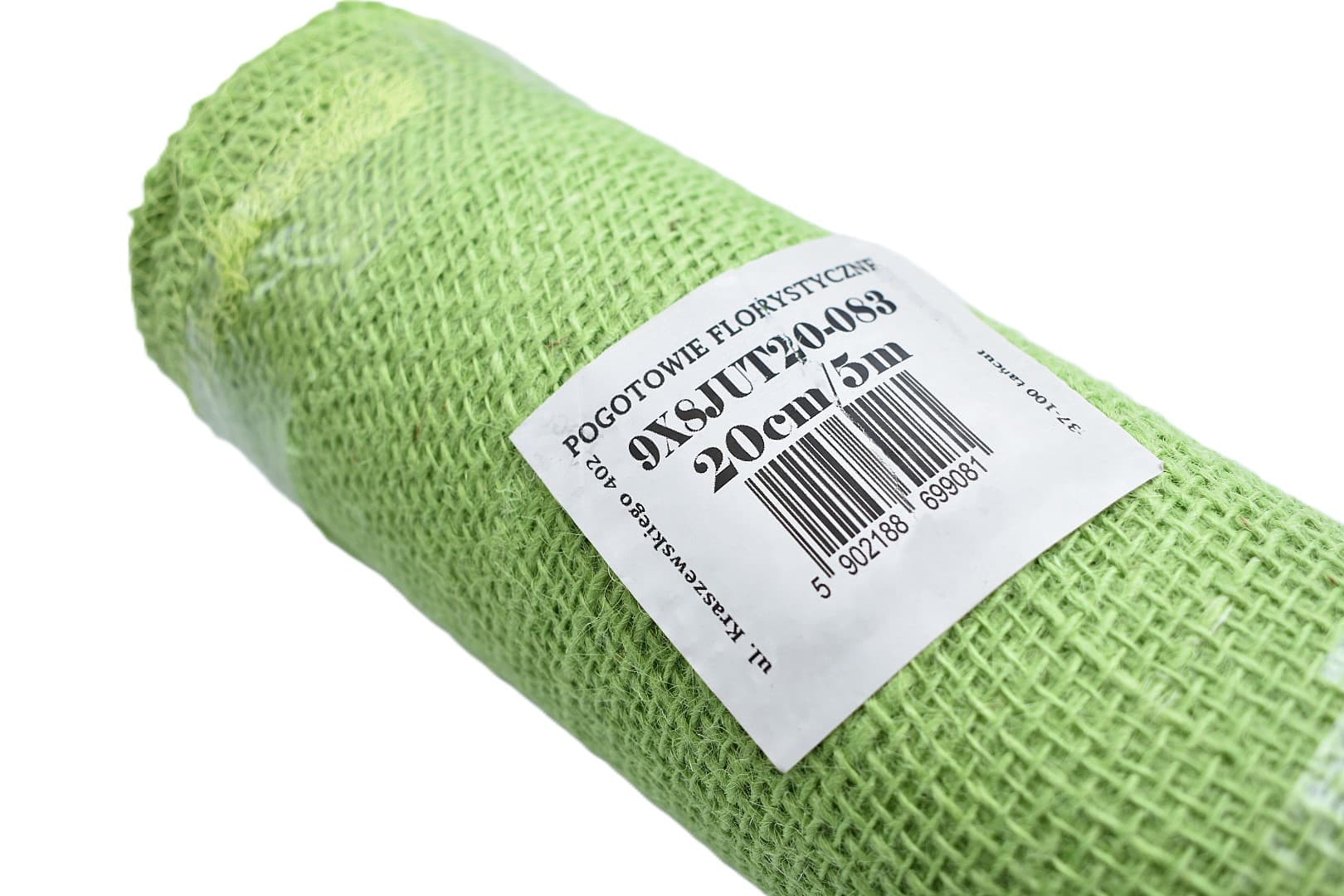 Juta obszywana, 9x8,20cm/5mb, 260g/m2, seledynowa