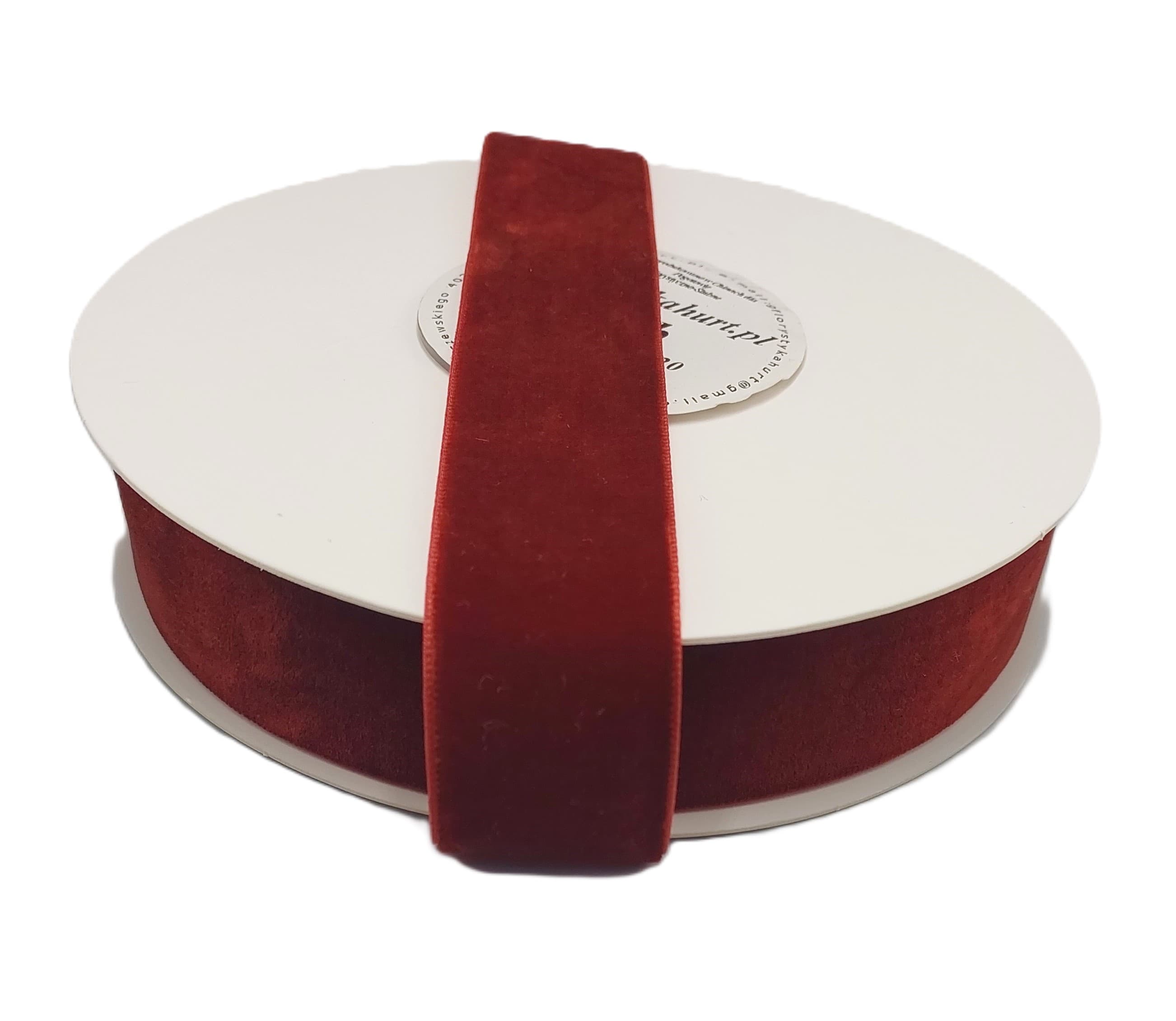 Wstążka aksamitna velvetowa, 25mm/9mb, brązowa