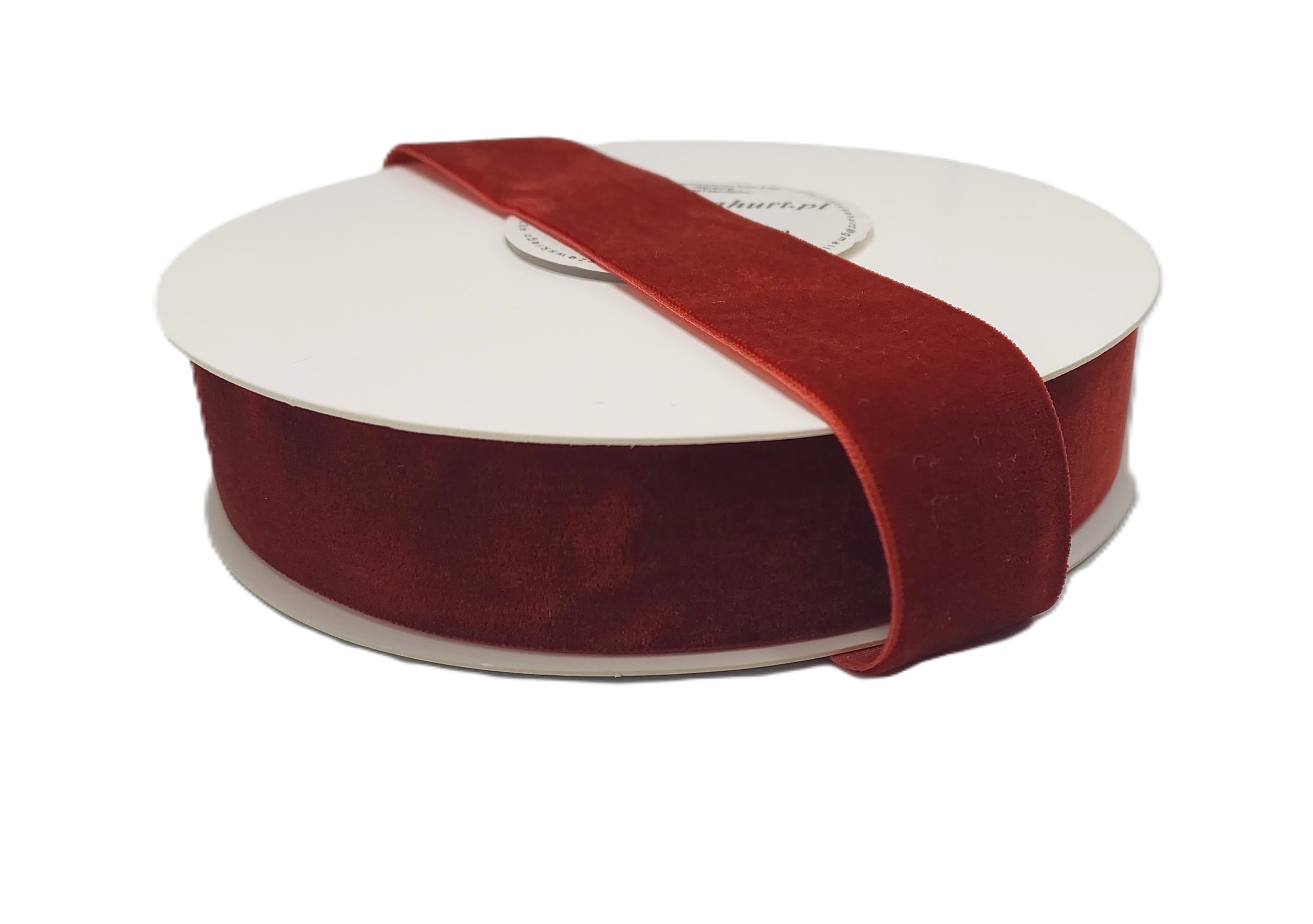 Wstążka aksamitna velvetowa, 25mm/9mb, brązowa