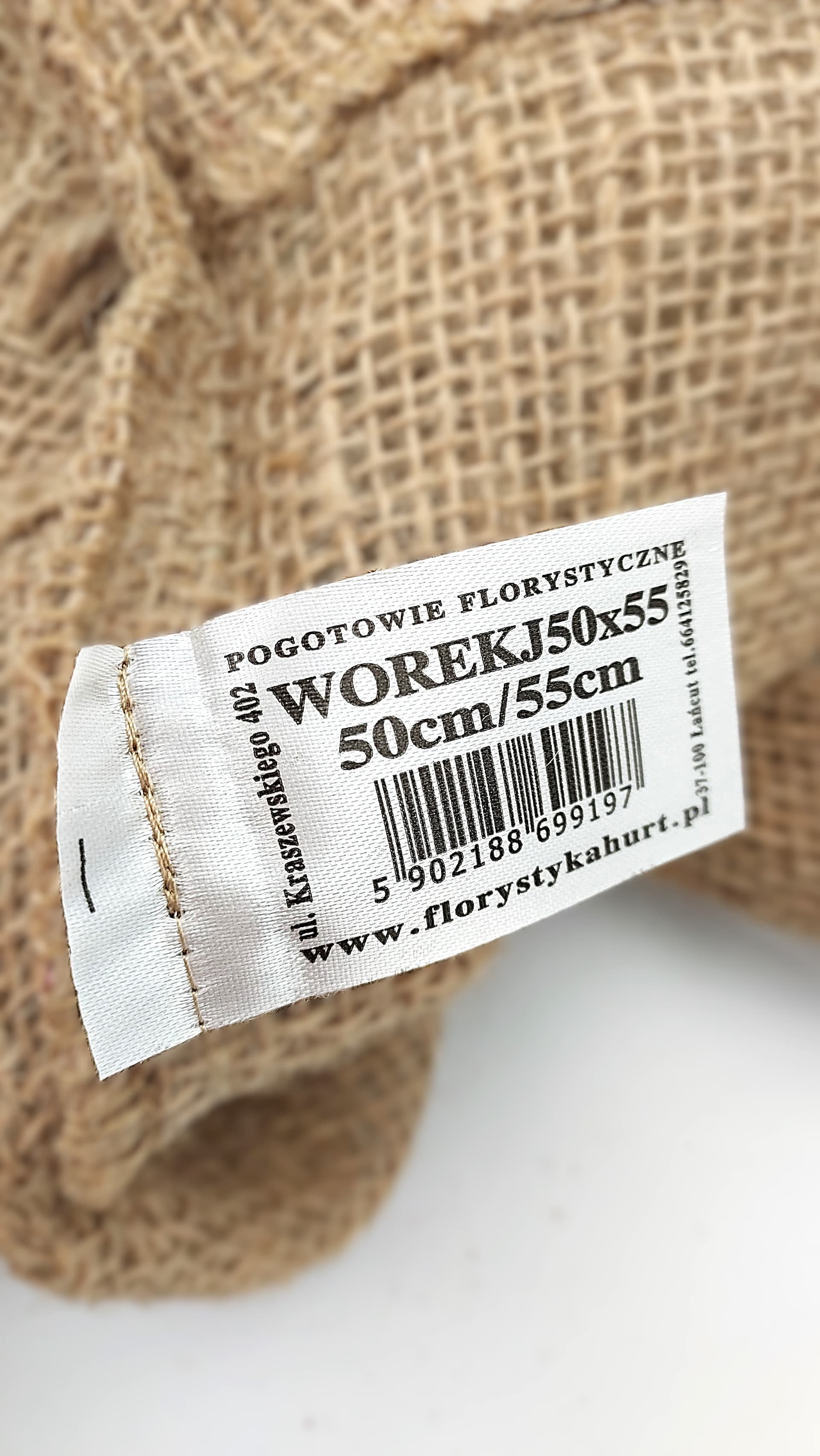 Worek jutowy ze ściągaczem, 50cm/55cm choinka śred