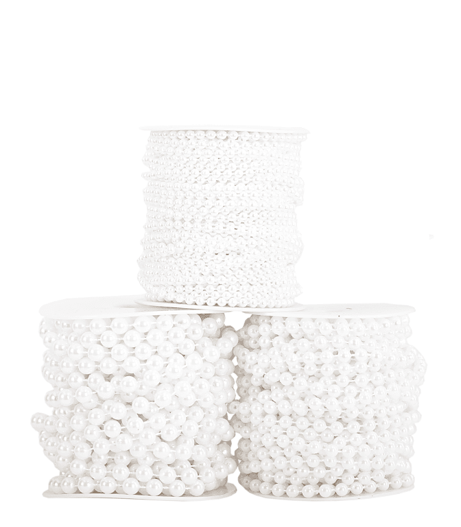 Perełki na sznurku,  śr. 6mm/15mb, białe