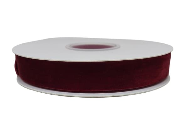 Wstążka aksamitna velvetowa, 19mm/9mb, bordowa