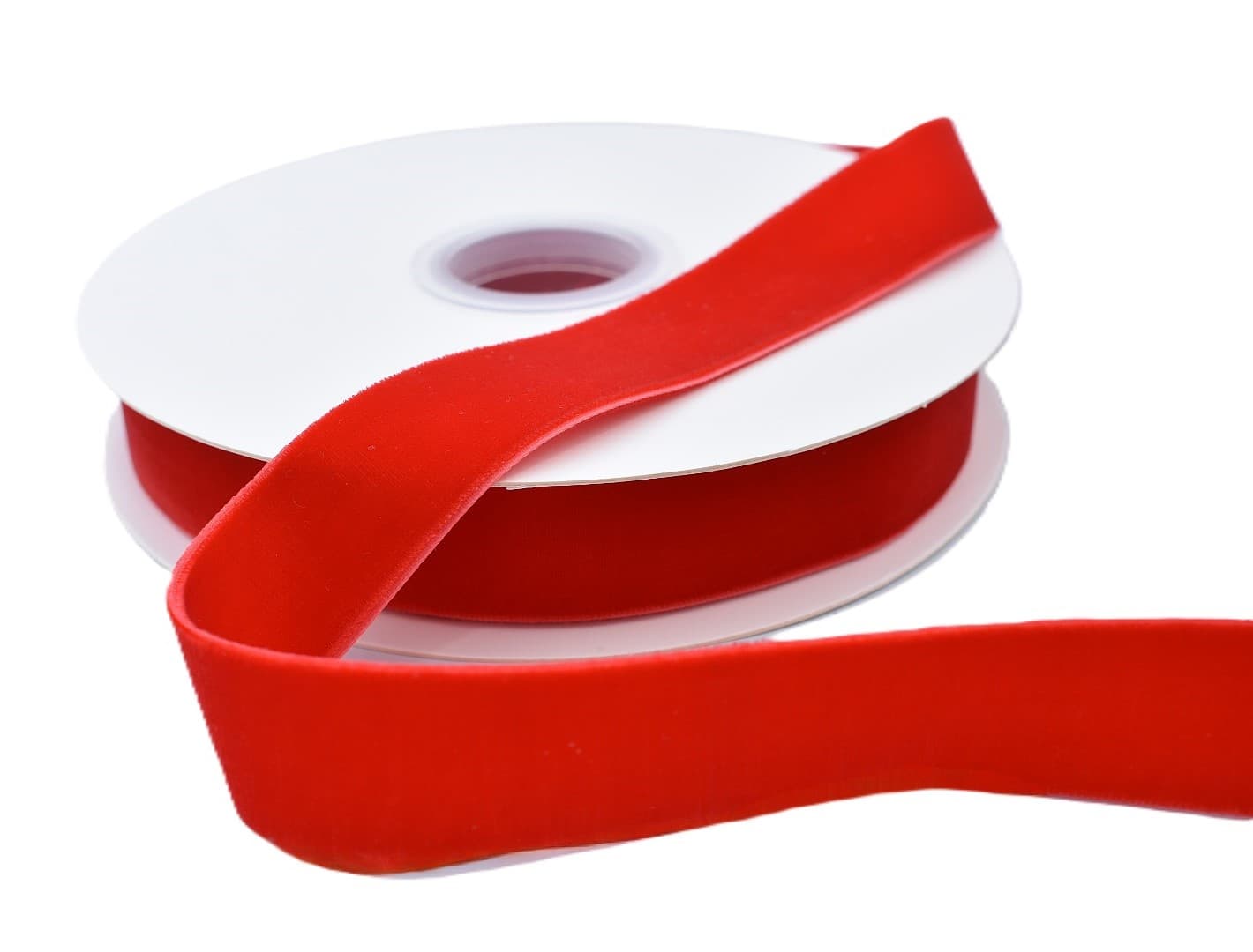 Wstążka velvetowa dwustronna, 25mm/9mb, czerwona