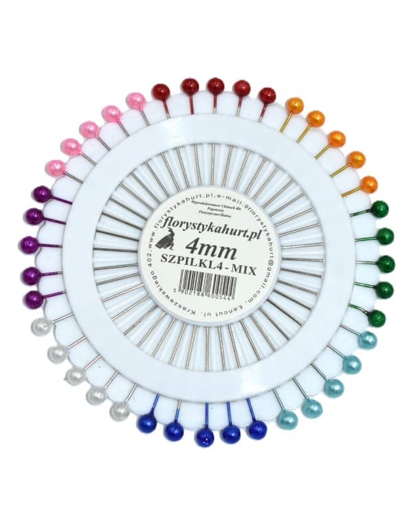 Szpilki z perełką na kole śr.6mm/46mm/30szt, mix