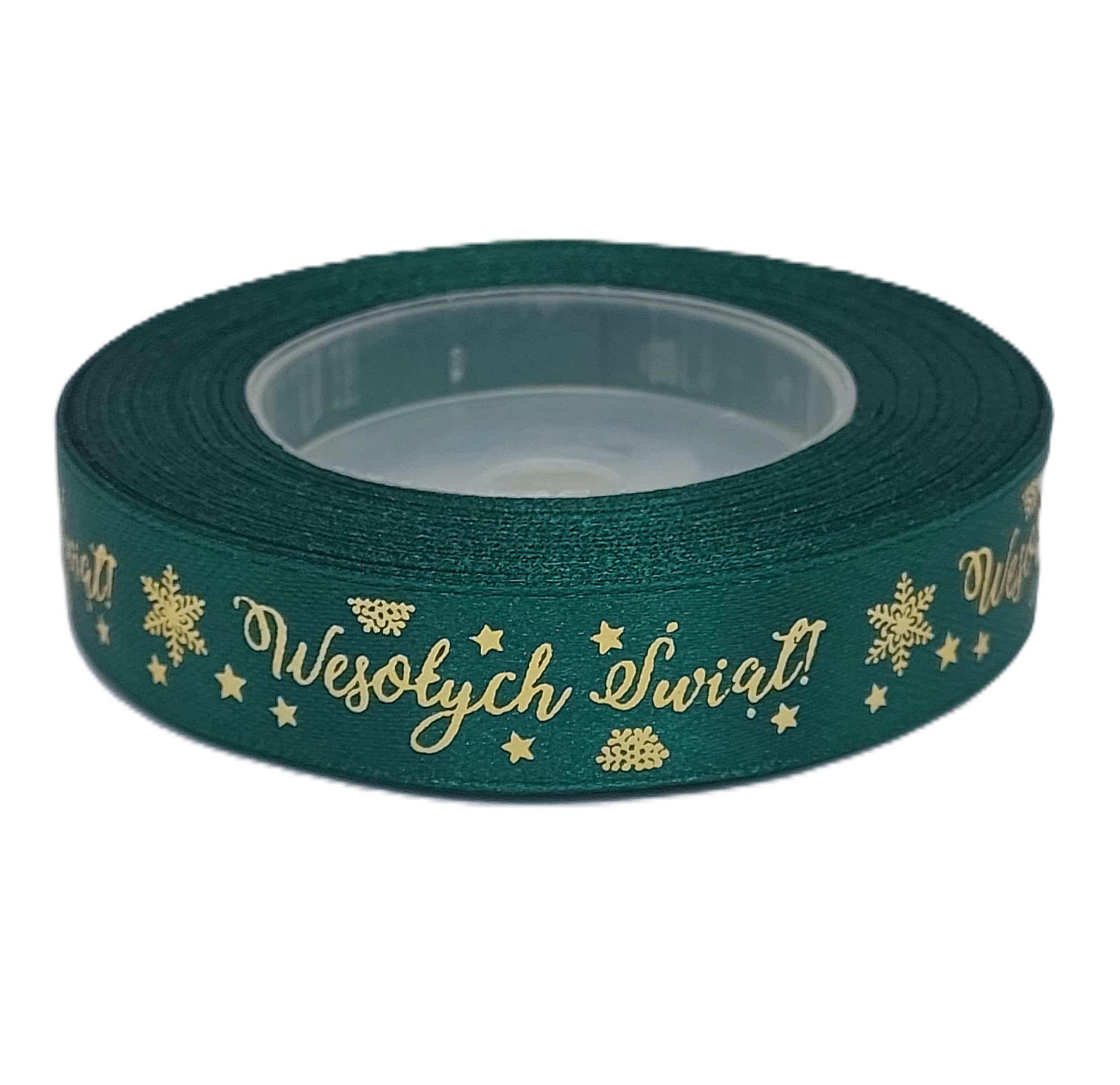 Wstążka metal Wes. Świąt, 15mm/18mb, butelka/złoto