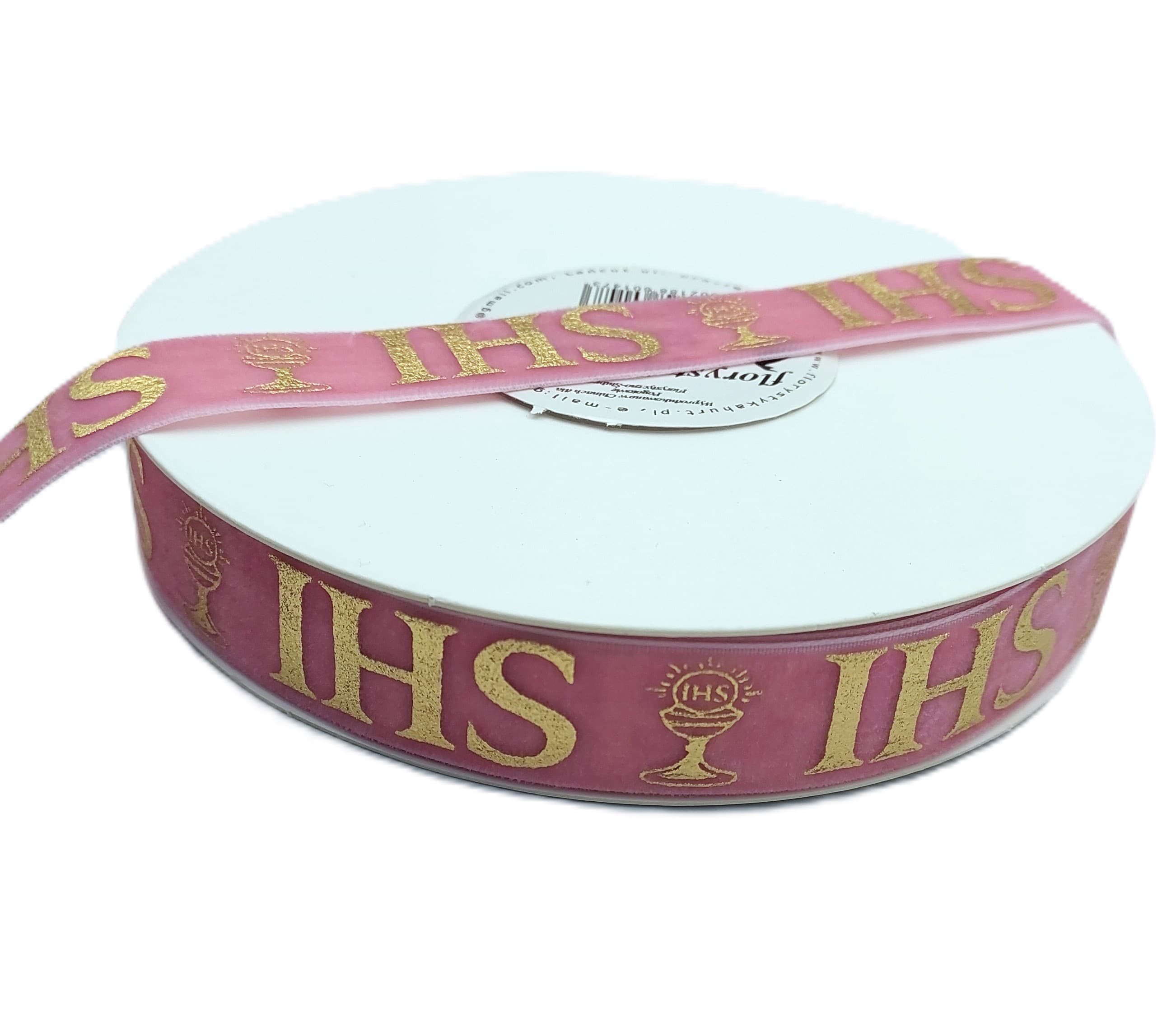 Wstążka velvetowa IHS, 19mm/9mb, różowa