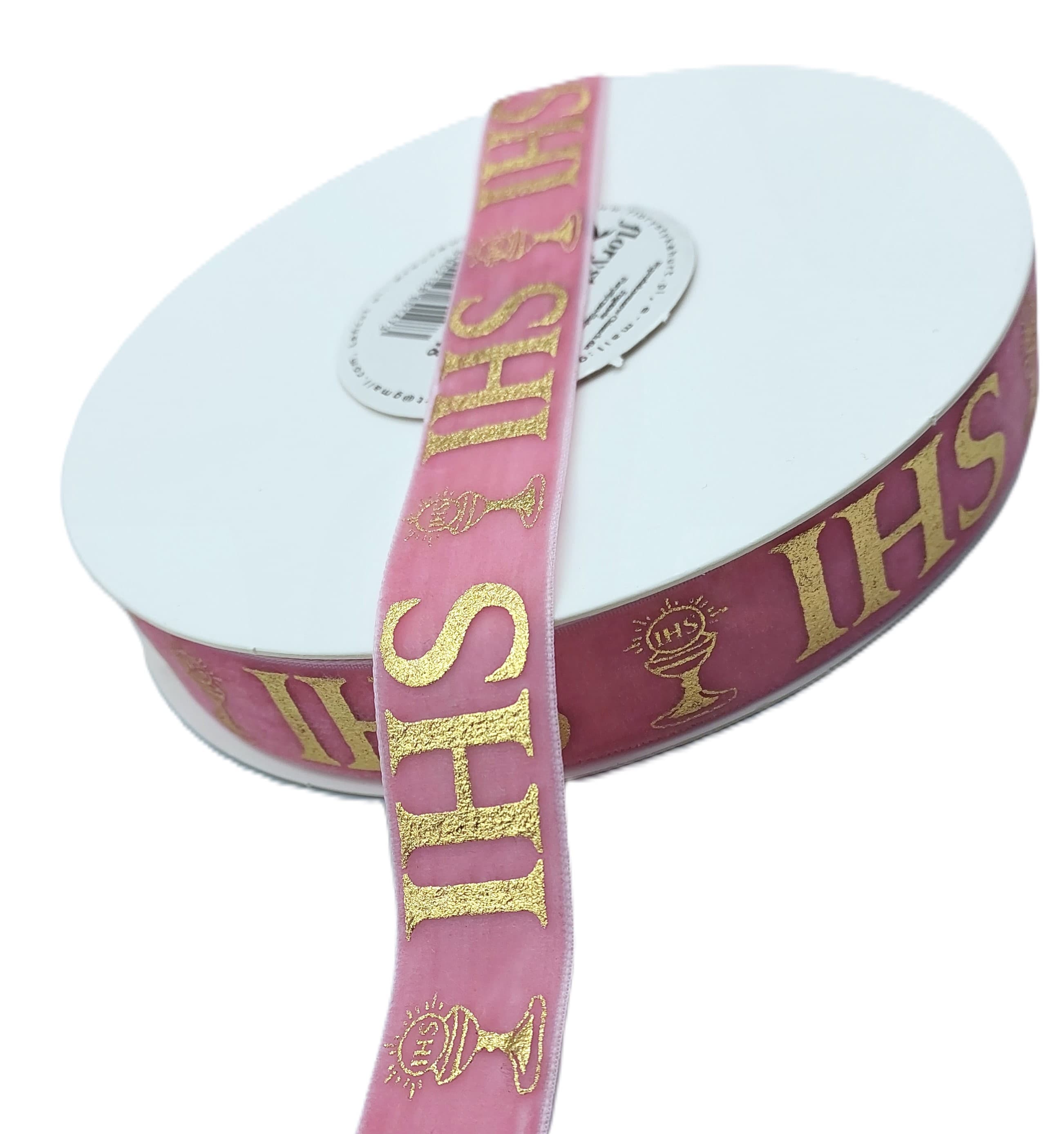Wstążka velvetowa IHS, 19mm/9mb, różowa