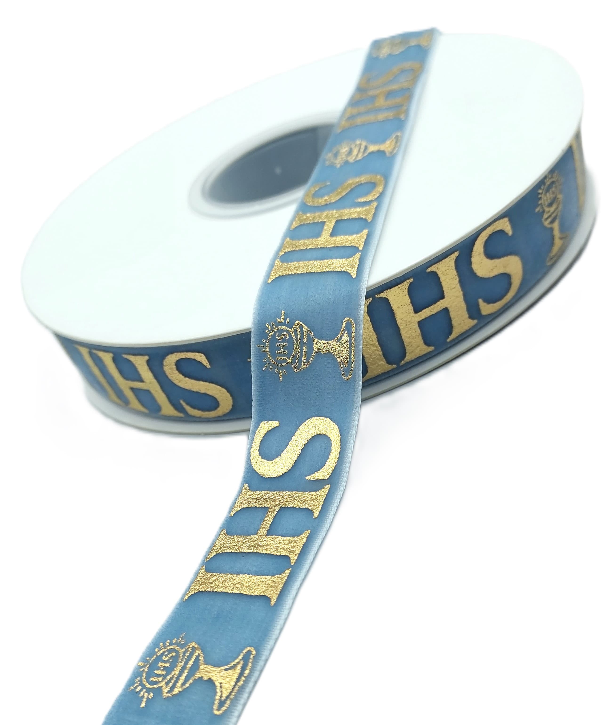 Wstążka velvetowa IHS, 19mm/9mb, błękitna