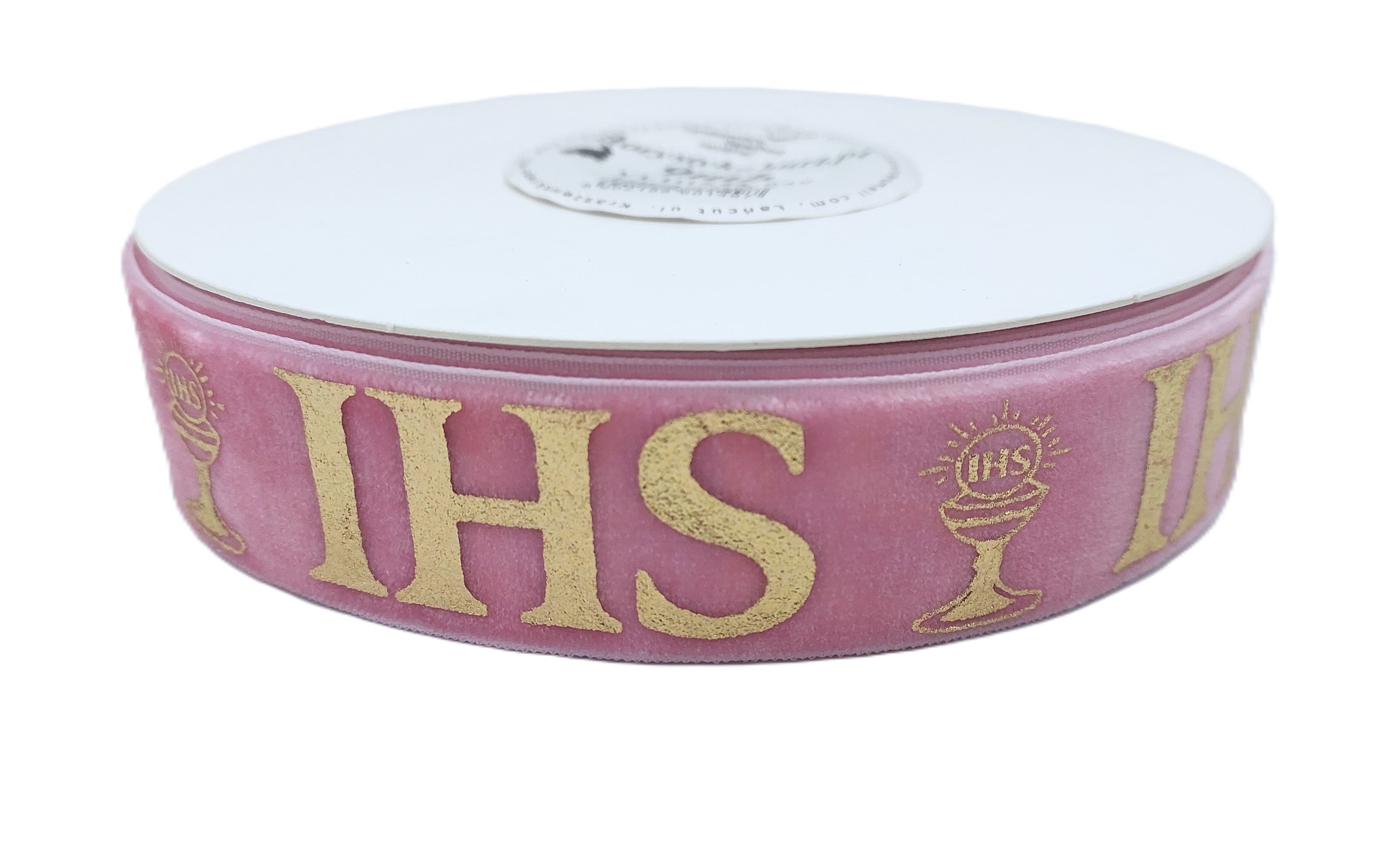 Wstążka velvetowa IHS, 25mm/9mb, różowa