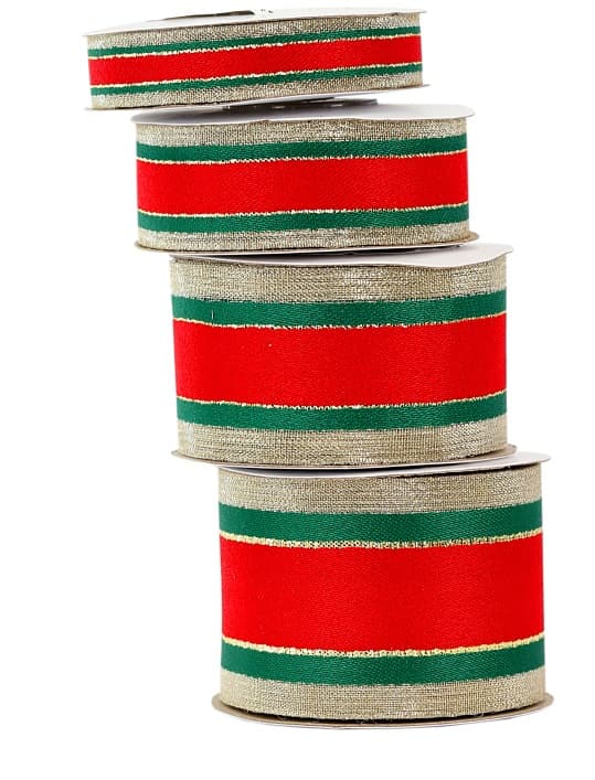 Wstążka szkocka z brokatem, 25mm/9mb, złocona M2