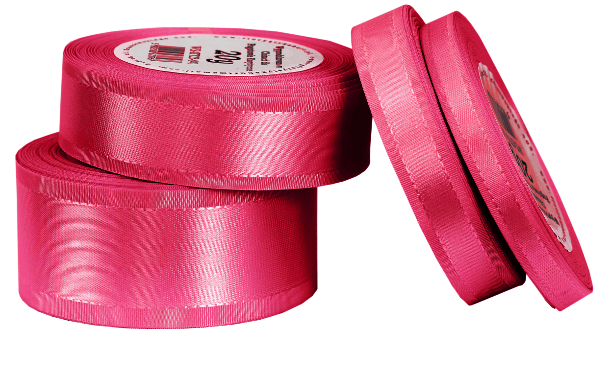 Wstążka z paskami satyna/tafta 15mm/20y, malina