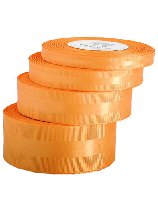 Wstążka z paskiem satyna/ryps,15mm/20y, pomarańcz