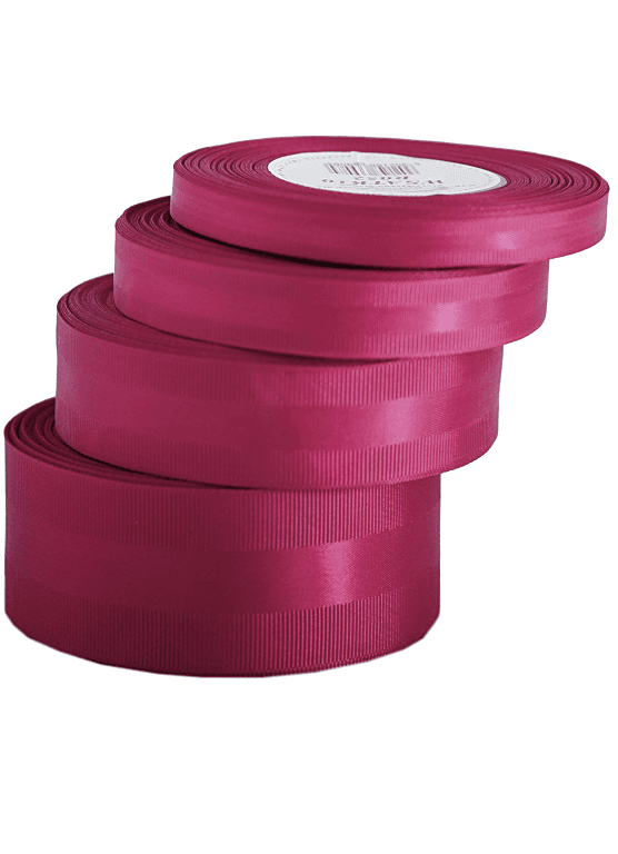 Wstążka z paskiem satyna/ryps,25mm/20y, fuksja