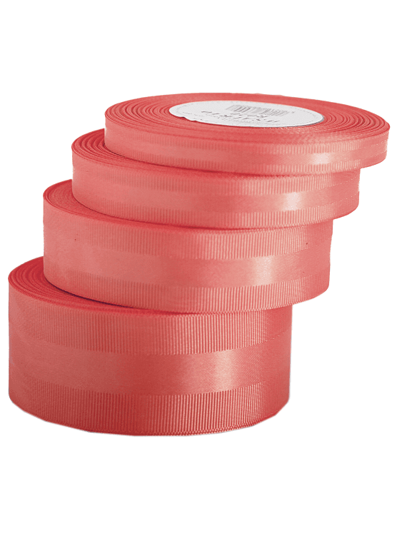 Wstążka z paskiem satyna/ryps,25mm/20y, malina