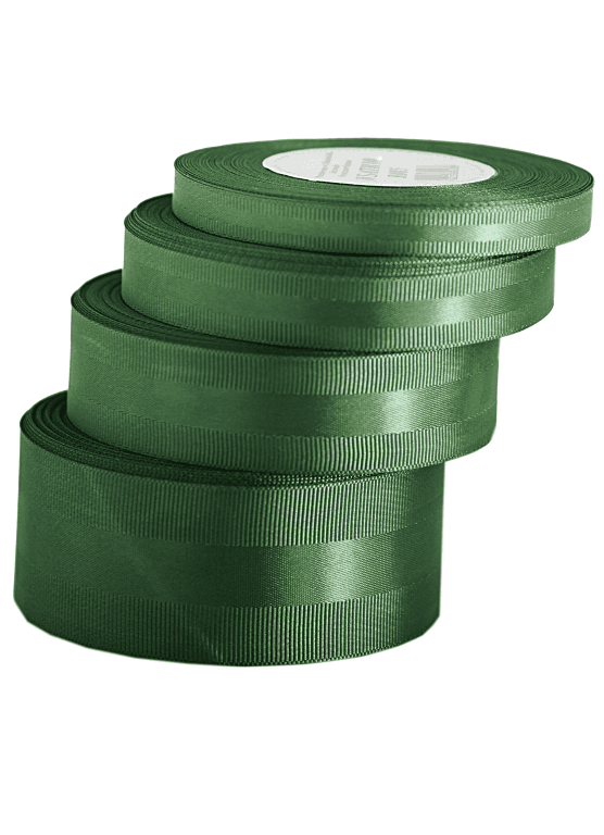 Wstążka z paskiem satyna/ryps,25mm/20y, c.oliwa 2