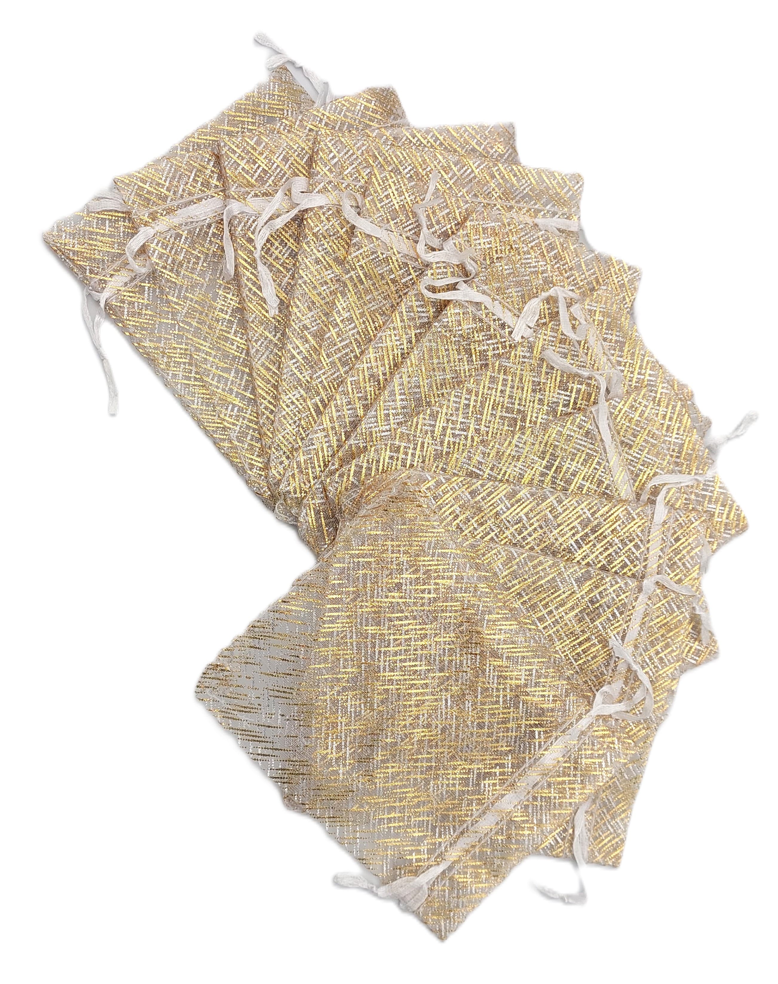 Woreczki z organzy BROKAT, 10x12cm/12szt, złote