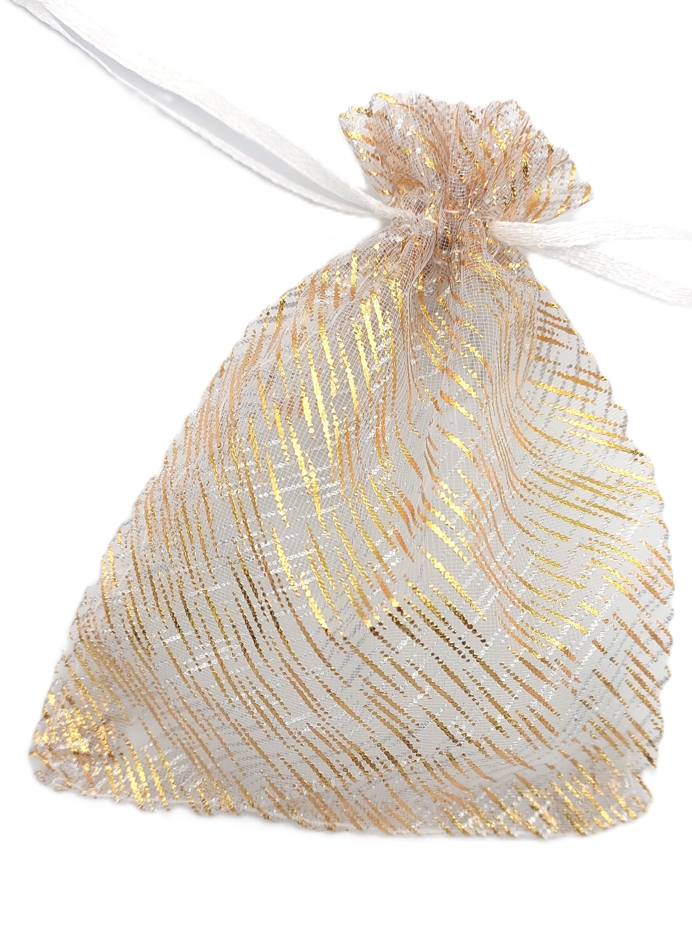 Woreczki z organzy BROKAT, 10x12cm/12szt, złote