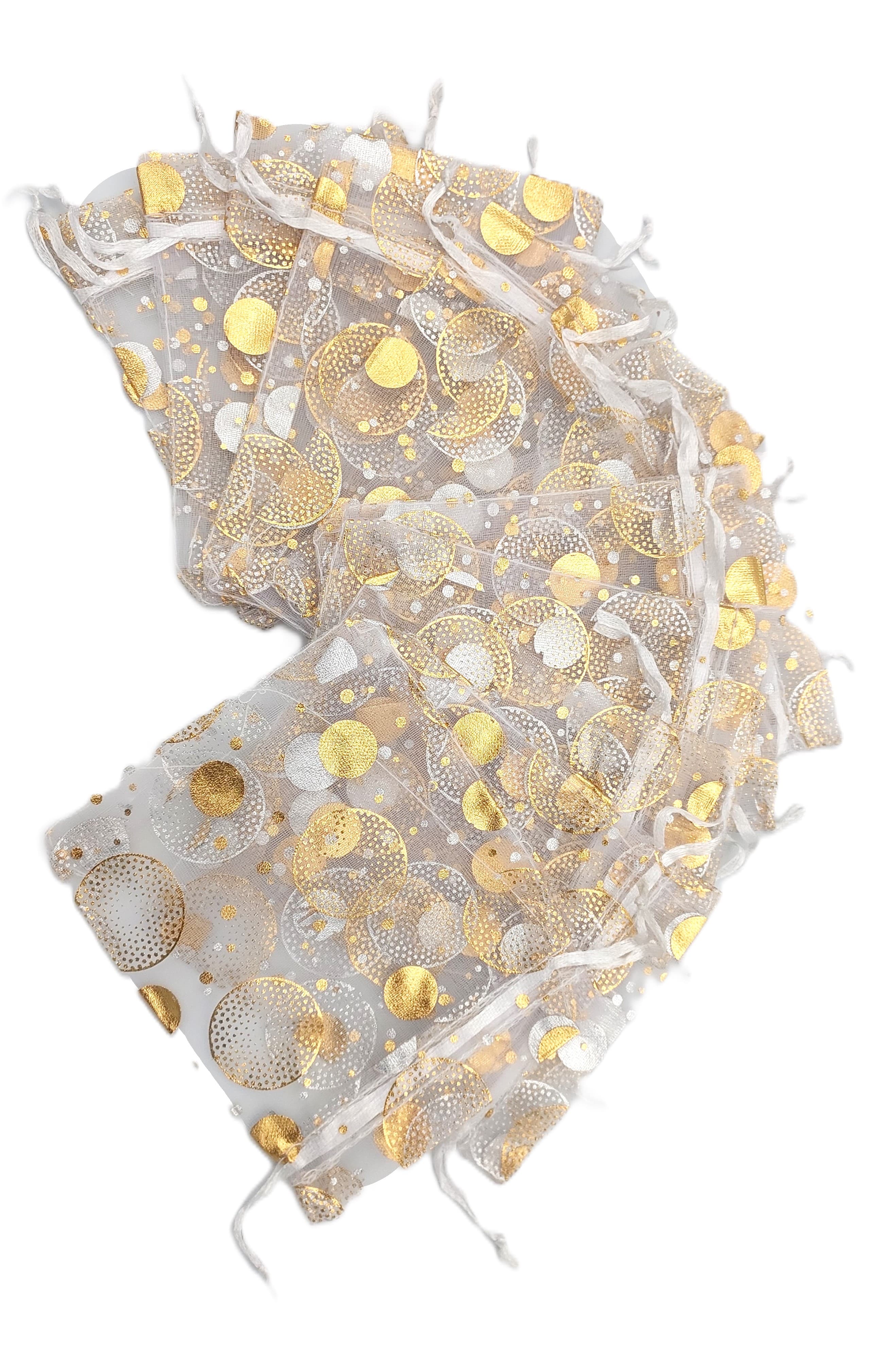 Woreczki z organzy WZORY, 10x12cm/12szt, model 04