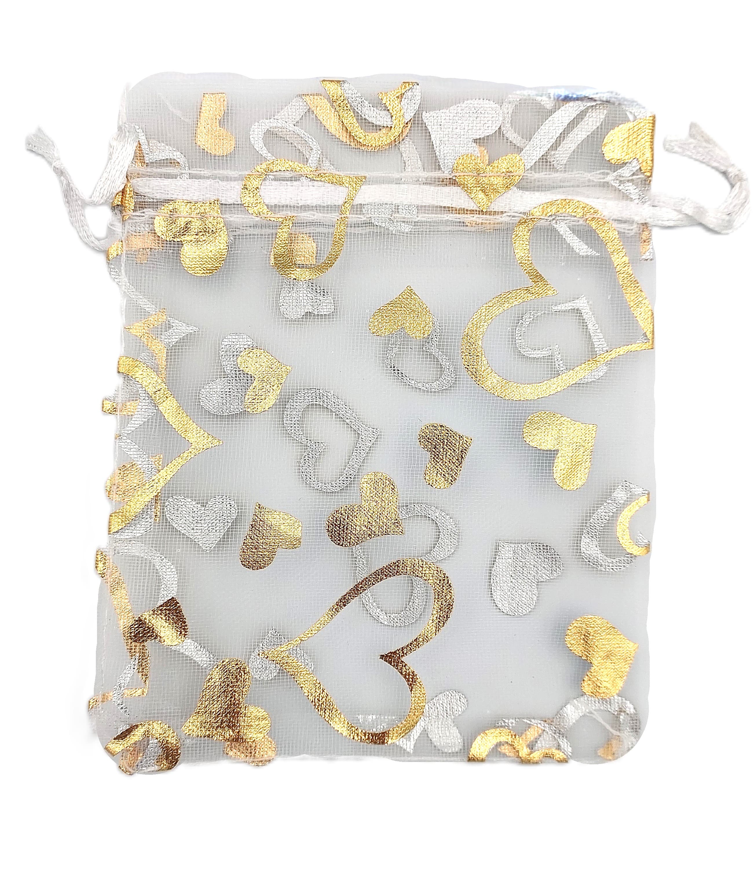 Woreczki z organzy WZORY, 10x12cm/12szt, model 07 