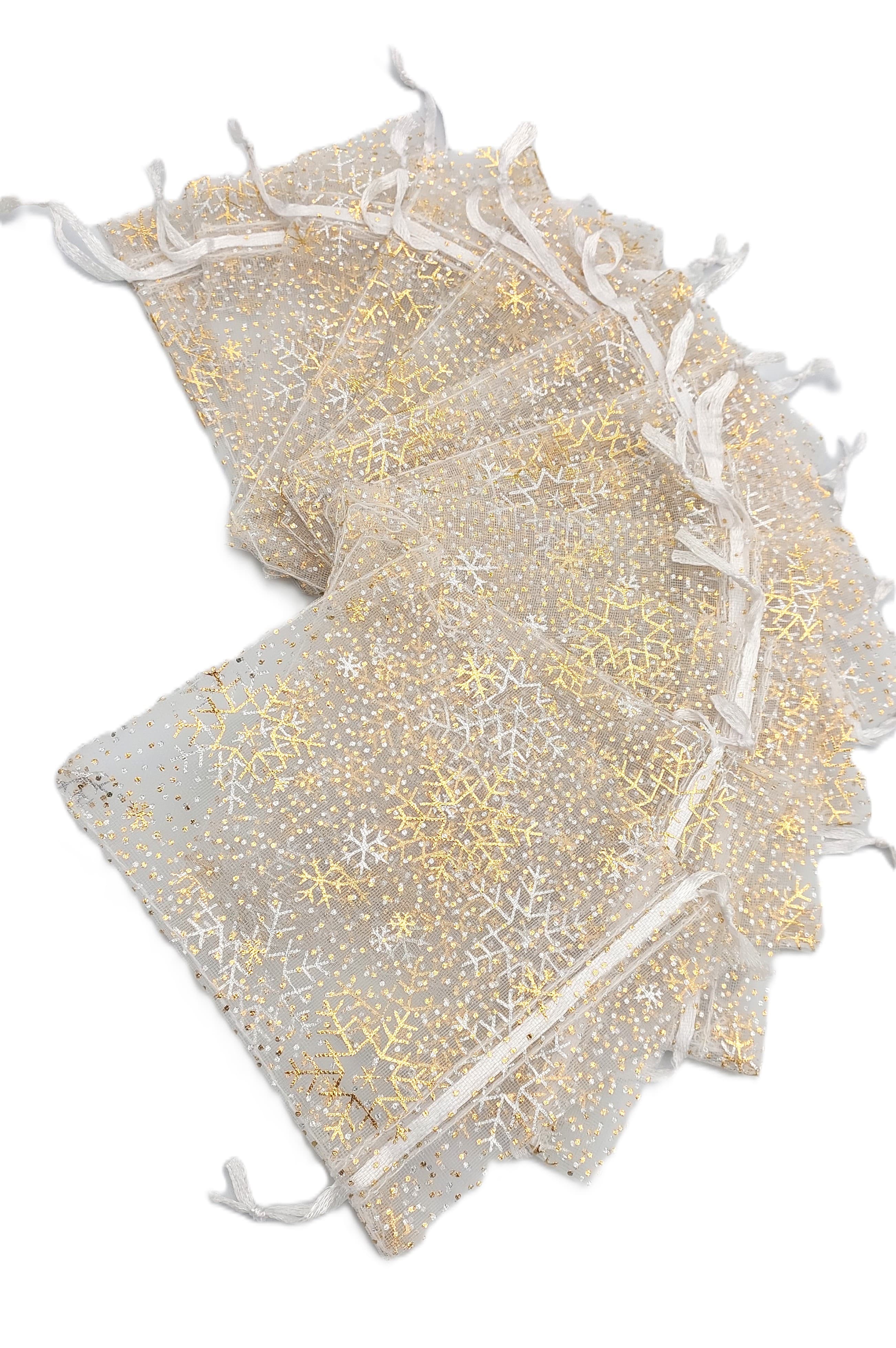 Woreczki z organzy WZORY, 12x15cm/12szt, model 09