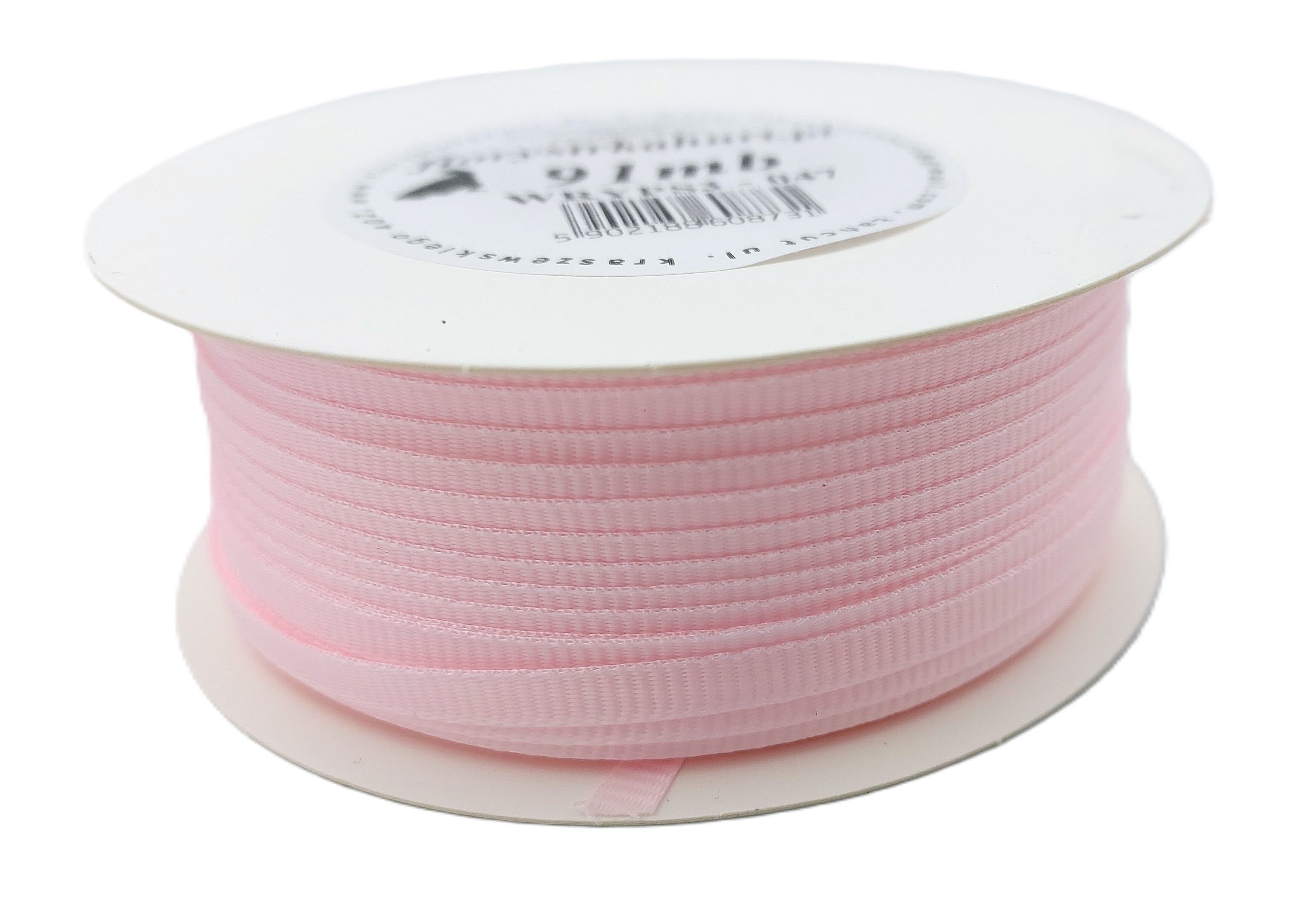 Wstążka rypsowa, 3mm/91mb, blady róż
