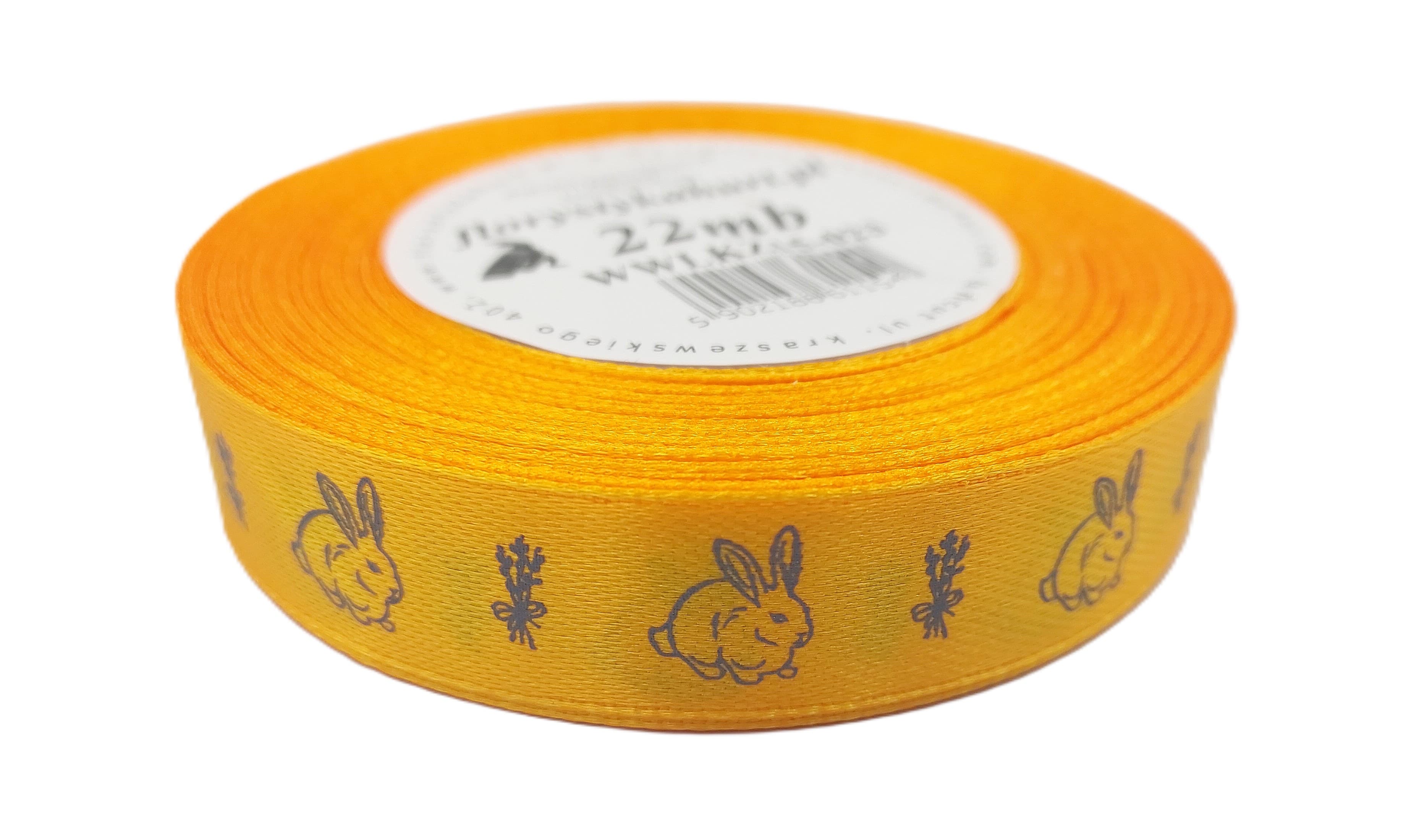 Wstążka satynowa WIELKANOC królik 15mm/22mb, jajko