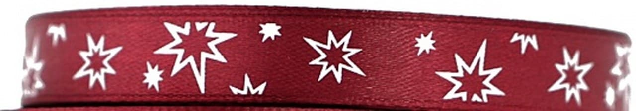 Wstążka satynowa gwiazdki, 12mm/22mb, bordowa