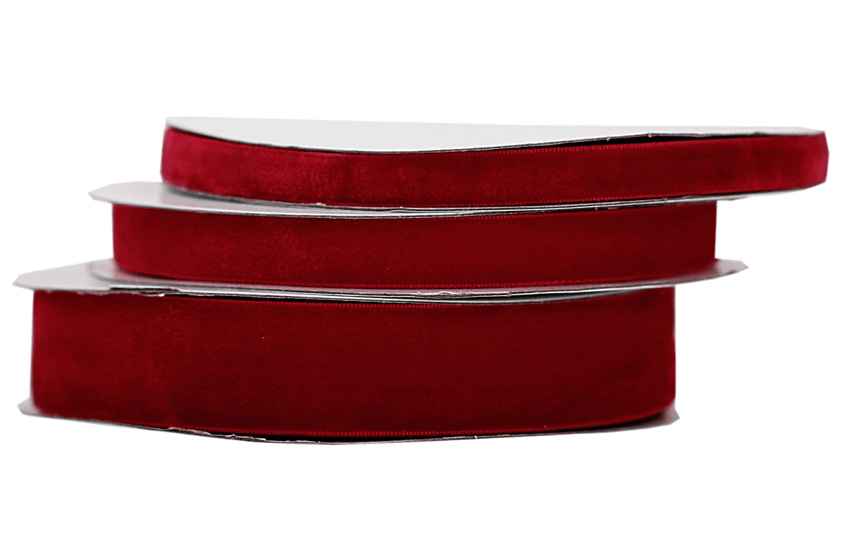 Wstążka velvetowa, 25mm/9mb, krwista czerwień