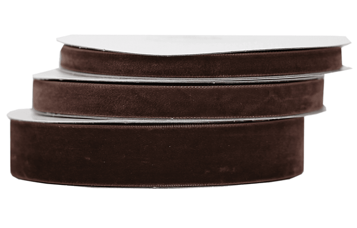 Wstążka velvetowa, 25mm/9mb, ciemnobrązowa