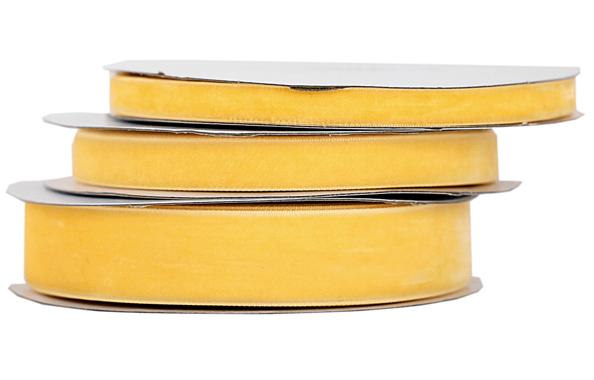 Wstążka velvetowa, 12mm/9mb, żółta