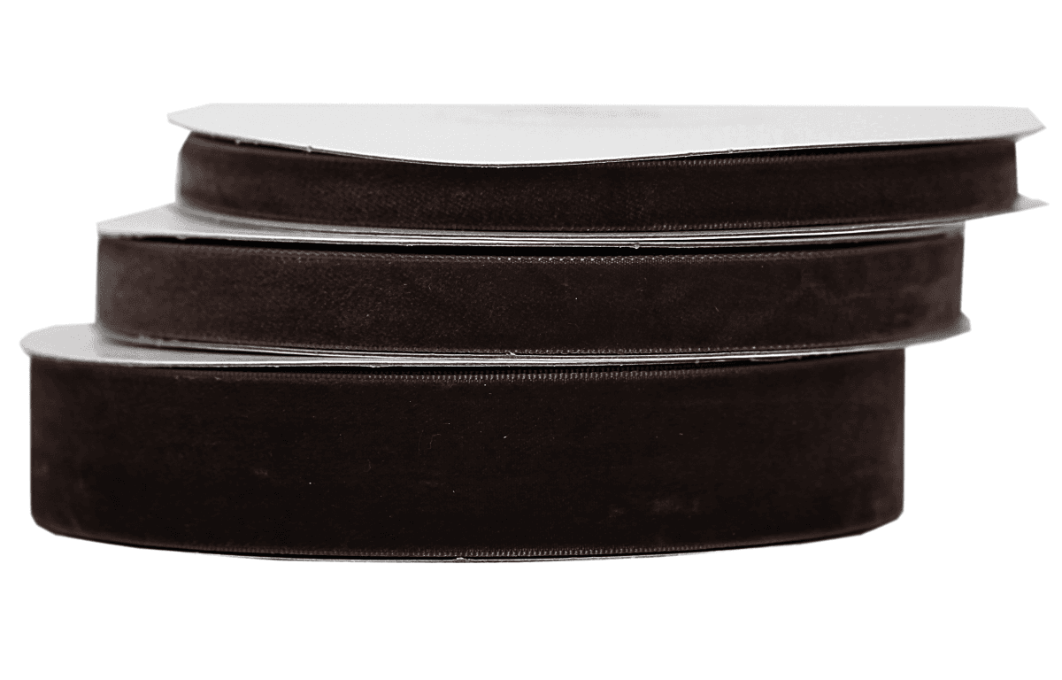 Wstążka velvetowa, 12mm/9mb, czekolada