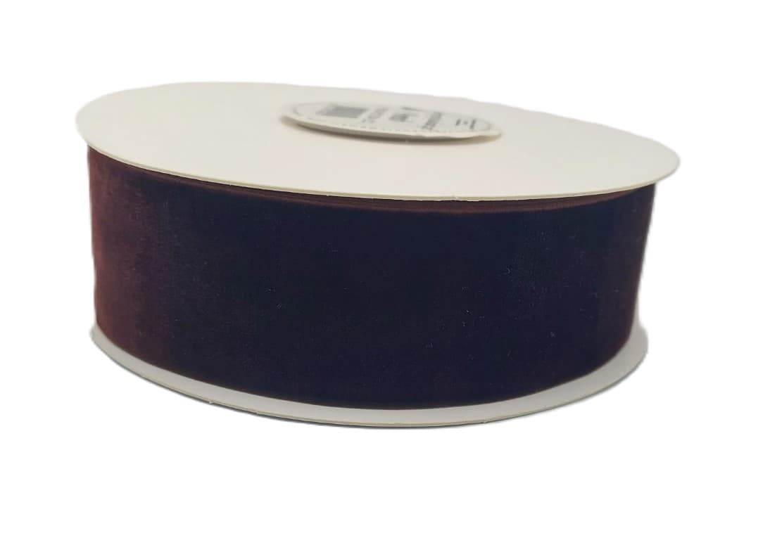 Wstążka velvetowa, 38mm/9mb, ciemnobrązowa