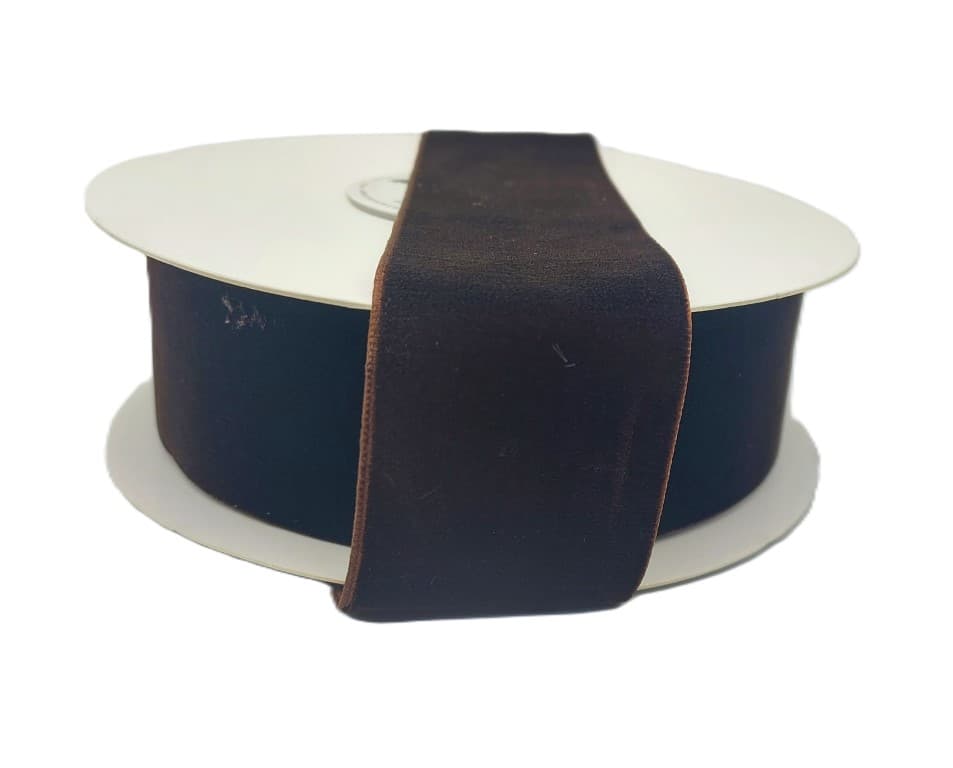 Wstążka velvetowa, 38mm/9mb, czekolada