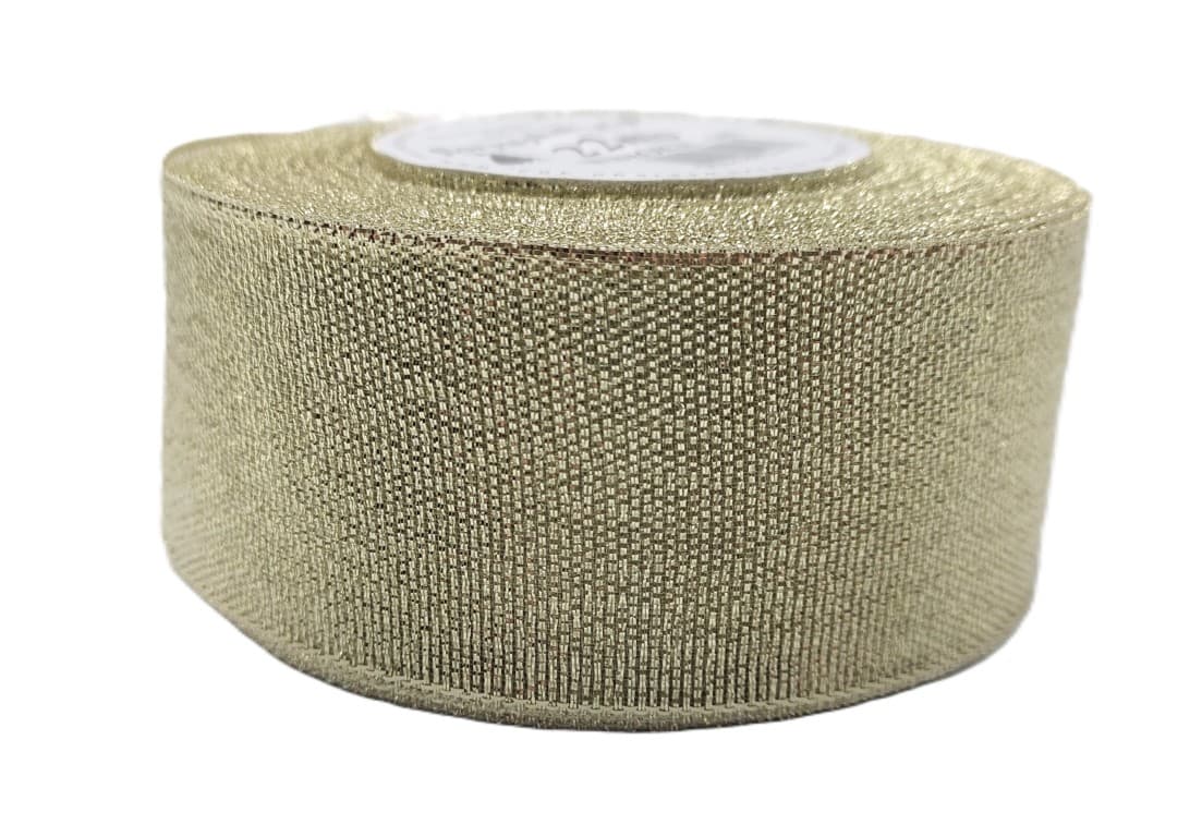 Wstążka brokatowa 50mm/22mb, jasne złoto